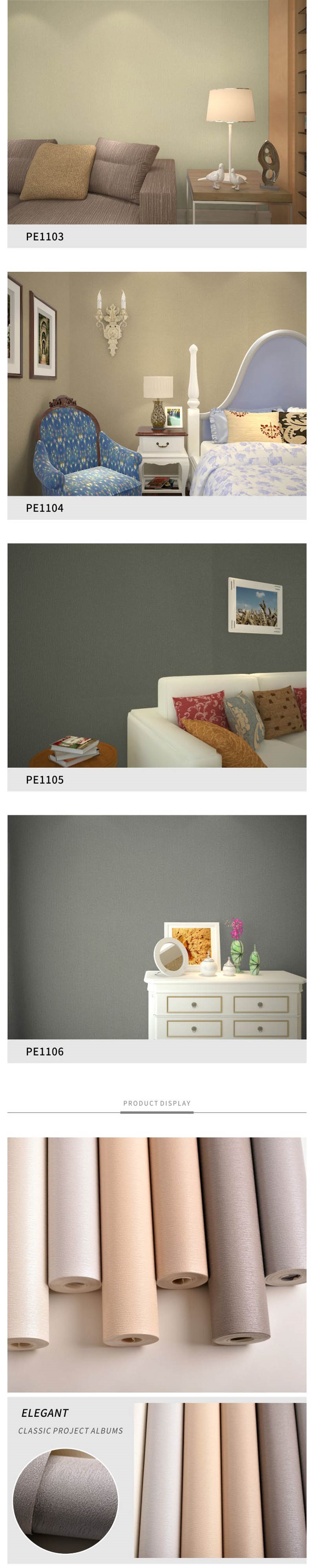 Modern Bedroom Pvc Wallpaper